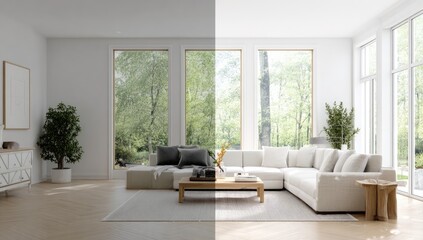 Modern living room with natural light