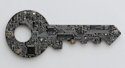 Circuit board key on white background (1)