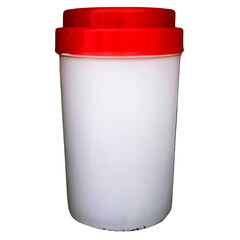 Modern white container with vibrant red lid perfect for product branding and packaging design