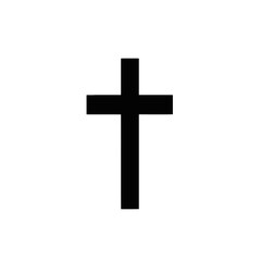 Simple black religious cross image symbol on white background silhouette