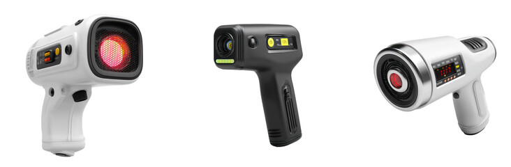 Infrared thermometer on motor isolated on transparent background