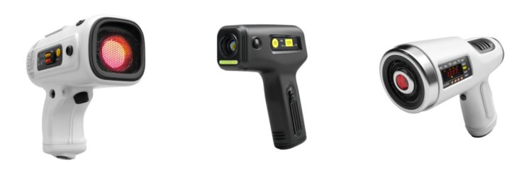Infrared thermometer on motor isolated on transparent background