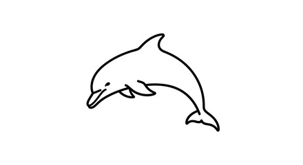 Simple Line Art Illustration of a Jumping Dolphin.