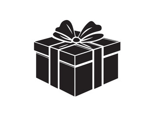 Gift box silhouette vector icon with festive holiday charm