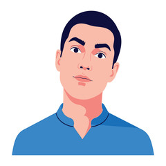Thoughtful Man's Portrait: A detailed illustration of a pensive man with a curious gaze, set against a minimalist backdrop, a digital artwork that focuses on the contemplation of ideas.