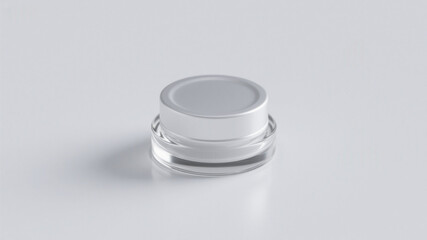 Transparent glass small bottle cap, white background, 3D rendering, single piece still life