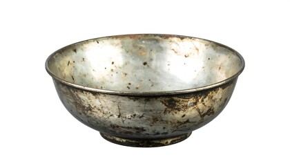 Antique metal bowl with tarnished patina