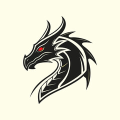 Dragon head with a red eye mascot logo

