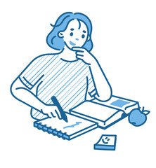 Young woman doing her homework