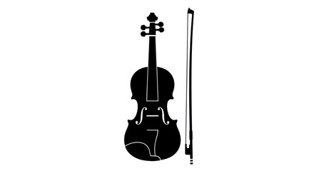 Classic Black Silhouette Violin and Bow.