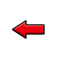 Red arrow pointing left isolated on transparent background for navigation