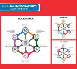 Minimalist, circular infographic with a central brain icon and surrounding icons for different business concepts.