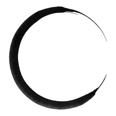 Black Paint Thin Stroke Circle Isolated Hand Drawn Watercolor Painting Illustration Artistic Brush Mark