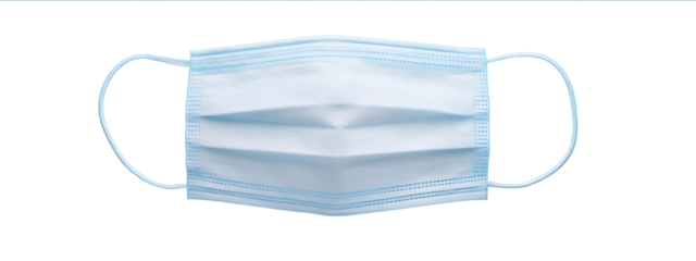 White medical mask on a blue background top view The concept of health protection from illness Photorealistic highresolution image in the style of Emily Colli