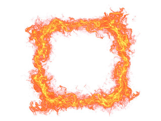 Vibrant square fire frame glowing with dynamic energy