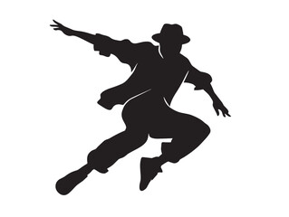 Energetic Hip Hop Dancer Icon Silhouette Creative Stock Design