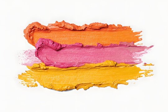 Orange pink yellow paint smears makeup lipstick