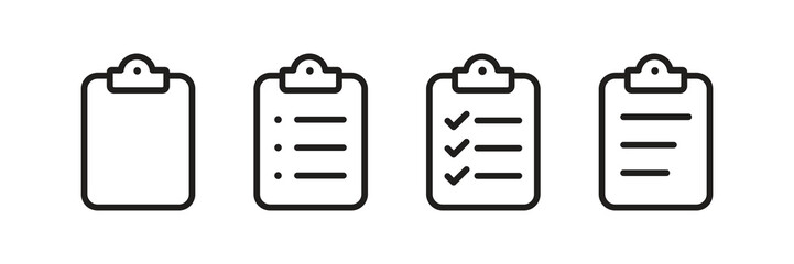 Clipboard icon set, To-do list and checklist symbol illustration, Editable stroke. © Mizan