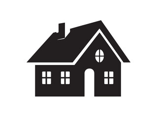 Classic House Icon Silhouette Modern Real Estate Vector Illustration