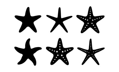 Collection of starfish silhouette designs in various styles for creative projects