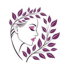 Beautiful woman face with floral hair ornament

