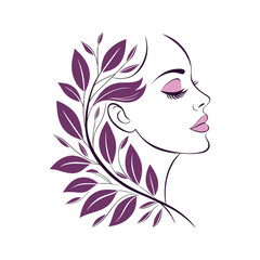 Beautiful woman face with floral hair ornament

