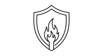 Fire protection shield line art icon.