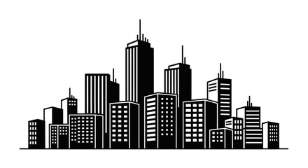 Obraz premium Black and White Silhouette of a City Skyline.