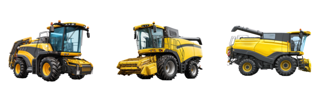 Self-propelled forage harvester isolated on transparent background