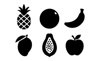 Collection of fruit silhouettes featuring pineapple and banana
