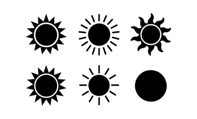 Fototapeta premium Minimalist sun icon set with various shapes and designs