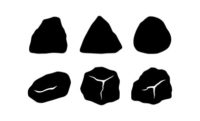 Silhouette collection of geometric rock shapes for modern design
