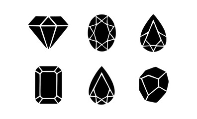 Geometric gemstone silhouettes in black and white