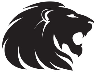 Fototapeta premium Regal Black Lion Icon Silhouette Solid Artistic Vector Design