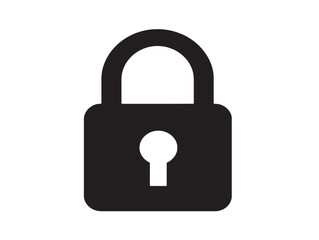 Secure Solid Black Lock Icon Silhouette Vector Illustration