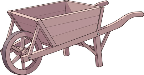 Illustration of a Simple Wooden Wheelbarrow A Classic Gardening Tool for Outdoor Tasks and Projects