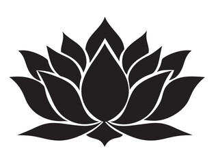 Beautiful Artistic Lotus Icon Silhouette Solid Black Vector