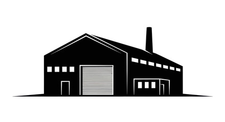 Black Silhouette of Industrial Warehouse Building. © Leo