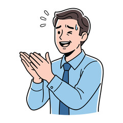 Appreciative Gesture: A cheerful illustration depicts a professional clapping in admiration. This versatile image conveys enthusiasm, positive feedback, and support.