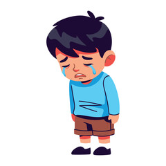Child's Sadness Illustration: An illustrated depiction of a young child expressing the profound emotion of sadness, conveying a poignant moment of sorrow and grief.