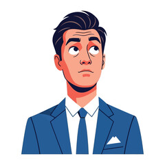 Contemplative Thought: An illustration depicts a man in a suit deep in thought, conveying concentration, introspection, and a moment of profound reflection.