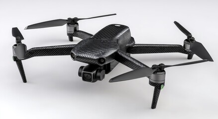 Black drone, carbon fiber design, isolated on white