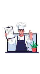 Professional chef demonstrates culinary skills and shares recipes through online cooking classes and video tutorials