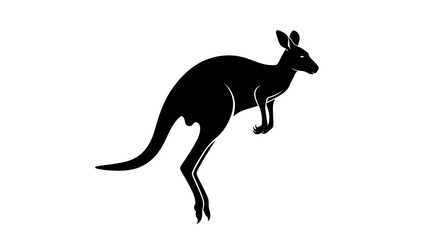 Silhouetted Kangaroo in a Leaping Pose.