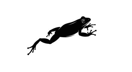 Silhouette of a Jumping Frog with Detailed Features.