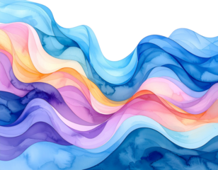  Watercolor Emotional Abstract Swirls, Top-Down View, isolated transparent background png