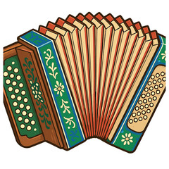 Music instrument flat icon set. featuring accordion, guitar, piano, drum, violin, trumpet, flute, saxophone, harp, cello
