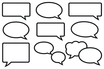 Fototapeta premium Speech bubbles linear icon set. featuring various chat, talk, and communication symbols