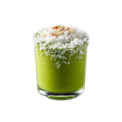 Refreshing Green Smoothie with Coconut Flakes and Almonds
