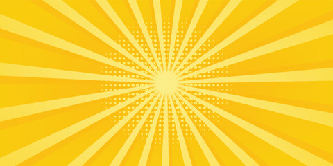 Obraz premium Yellow abstract background with light of sunburst. yellow starburst with halftone.